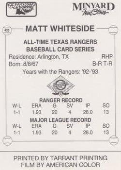 1993 Keebler Texas Rangers #435 Matt Whiteside Back