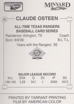 1993 Keebler Texas Rangers #440 Claude Osteen Back