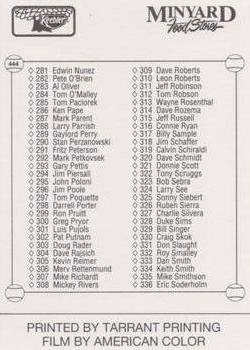 1993 Keebler Texas Rangers #444 Checklist 225-336 Back