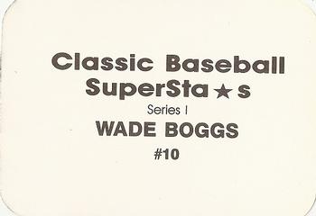 1988 Classic Baseball Superstars (unlicensed) #10 Wade Boggs Back