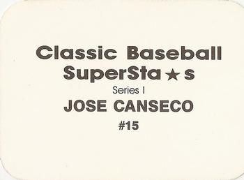 1988 Classic Baseball Superstars (unlicensed) #15 Jose Canseco Back