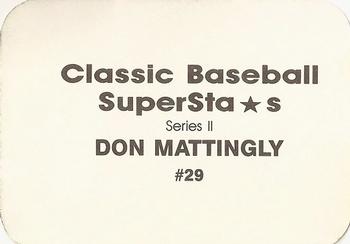 1988 Classic Baseball Superstars (unlicensed) #29 Don Mattingly Back