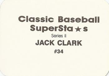 1988 Classic Baseball Superstars (unlicensed) #34 Jack Clark Back
