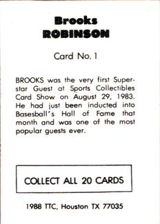 1988 TTC Houston Show Set #1 Brooks Robinson Back