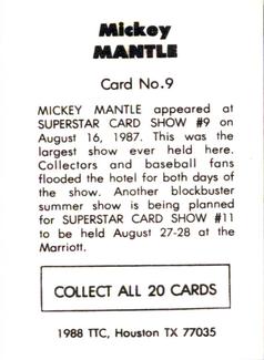 1988 TTC Houston Show Set #9 Mickey Mantle Back