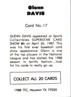 1988 TTC Houston Show Set #17 Glenn Davis Back