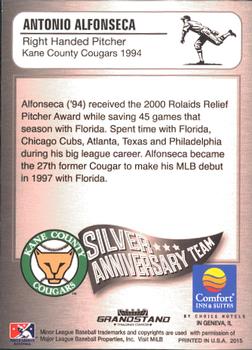 2015 Grandstand Kane County Cougars 25th Anniversary #1 Antonio Alfonseca Back