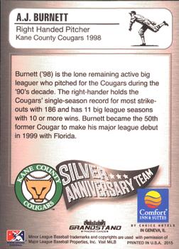 2015 Grandstand Kane County Cougars 25th Anniversary #6 A.J. Burnett Back