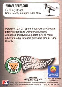 2015 Grandstand Kane County Cougars 25th Anniversary #20 Brian Peterson Back