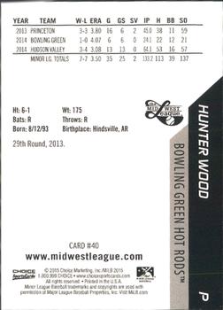 2015 Choice Midwest League All-Stars #40 Hunter Wood Back