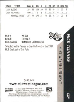 2015 Choice Midwest League All-Stars #45 Nick Torres Back