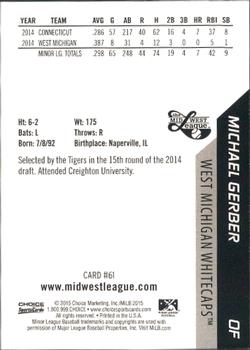 2015 Choice Midwest League All-Stars #61 Michael Gerber Back