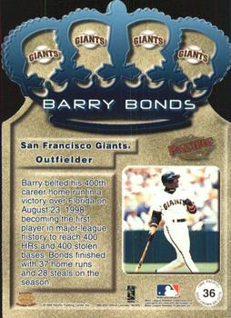 1999 Pacific - Gold Crown Die Cuts #36 Barry Bonds  Back