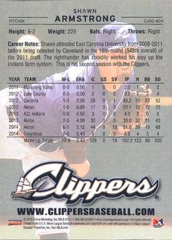 2015 Choice Columbus Clippers #4 Shawn Armstrong Back