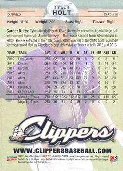 2015 Choice Columbus Clippers #10 Tyler Holt Back