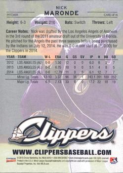 2015 Choice Columbus Clippers #16 Nick Maronde Back