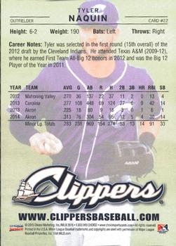 2015 Choice Columbus Clippers #22 Tyler Naquin Back