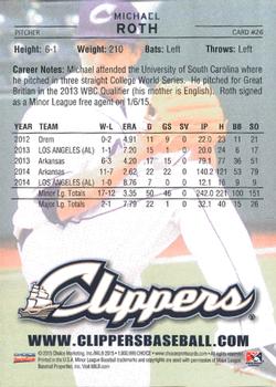 2015 Choice Columbus Clippers #26 Michael Roth Back