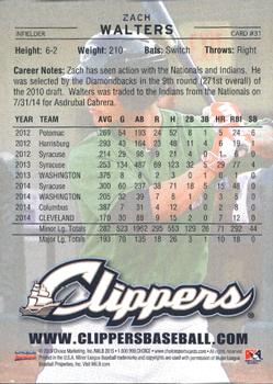 2015 Choice Columbus Clippers #31 Zach Walters Back