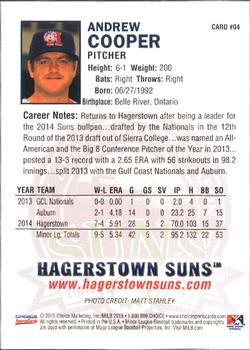 2015 Choice Hagerstown Suns #04 Andrew Cooper Back