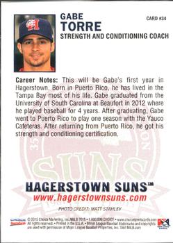 2015 Choice Hagerstown Suns #34 Gabe Torre Back