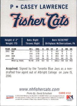2015 Choice New Hampshire Fisher Cats #12 Casey Lawrence Back