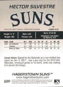 2014 Choice Hagerstown Suns #19 Hector Silvestre Back