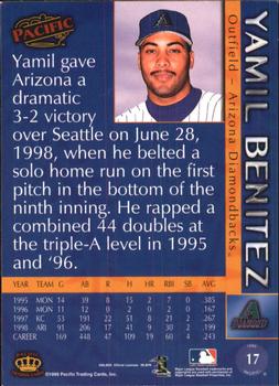 1999 Pacific - Platinum Blue #17 Yamil Benitez  Back