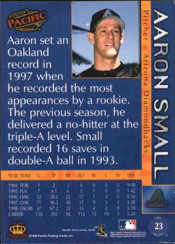 1999 Pacific - Platinum Blue #23 Aaron Small  Back