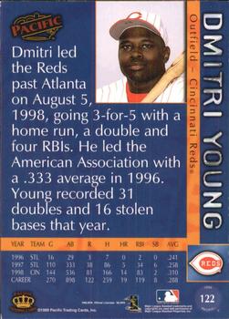 1999 Pacific - Platinum Blue #122 Dmitri Young  Back