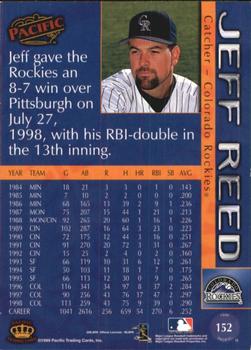 1999 Pacific - Platinum Blue #152 Jeff Reed  Back