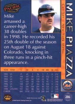 1999 Pacific - Platinum Blue #286a Mike Piazza Back