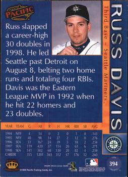 1999 Pacific - Platinum Blue #394 Russ Davis  Back