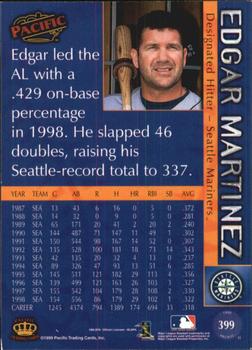 1999 Pacific - Platinum Blue #399 Edgar Martinez  Back