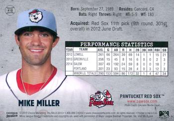 2015 Choice Pawtucket Red Sox #10 Mike Miller Back