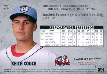 2015 Choice Pawtucket Red Sox #19 Keith Couch Back