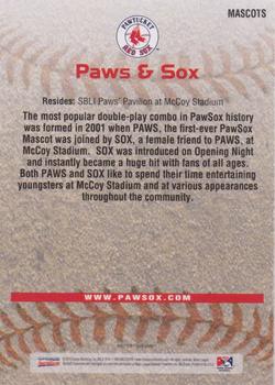 2010 Choice Pawtucket Red Sox #NNO Paws / Sox Back