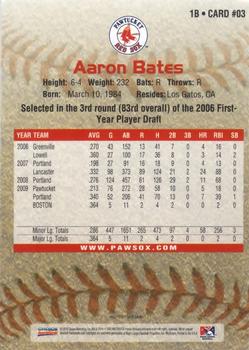 2010 Choice Pawtucket Red Sox #03 Aaron Bates Back