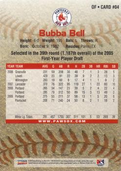 2010 Choice Pawtucket Red Sox #04 Bubba Bell Back