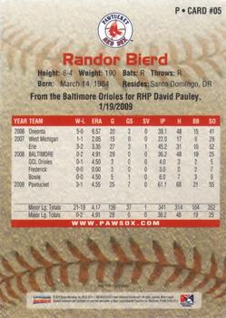 2010 Choice Pawtucket Red Sox #05 Randor Bierd Back