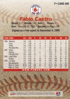 2010 Choice Pawtucket Red Sox #09 Fabio Castro Back