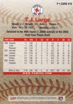 2010 Choice Pawtucket Red Sox #15 T.J. Large Back