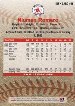 2010 Choice Pawtucket Red Sox #25 Niuman Romero Back