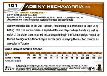 2013 Topps Opening Day - Purple #101 Adeiny Hechavarria Back