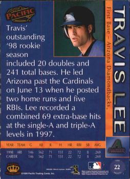 1999 Pacific - Red #22 Travis Lee  Back