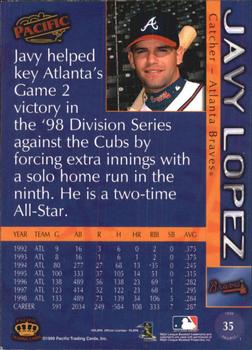 1999 Pacific - Red #35 Javy Lopez  Back