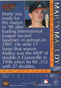 1999 Pacific - Red #37a Marty Malloy Back