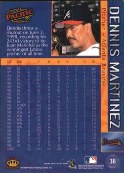 1999 Pacific - Red #38 Dennis Martinez  Back