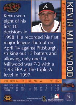 1999 Pacific - Red #39 Kevin Millwood  Back