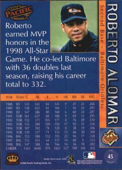 1999 Pacific - Red #45a Roberto Alomar Back